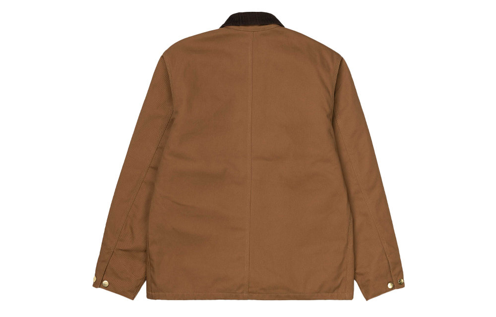 Lookbook Carhartt WIP Michigan Coat Coklat Jaket Gaya Vintage dengan Logo dan Fleece Lining I028425