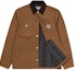 Shop Carhartt WIP Michigan Coat Coklat Jaket Gaya Vintage dengan Logo dan Fleece Lining I028425