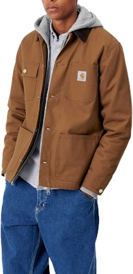 Carhartt WIP Michigan Coat Coklat Jaket Gaya Vintage dengan Logo dan Fleece Lining I028425 Purchase Carhartt WIP Michigan Coat Coklat Jaket Gaya Vintage dengan Logo dan Fleece Lining I028425