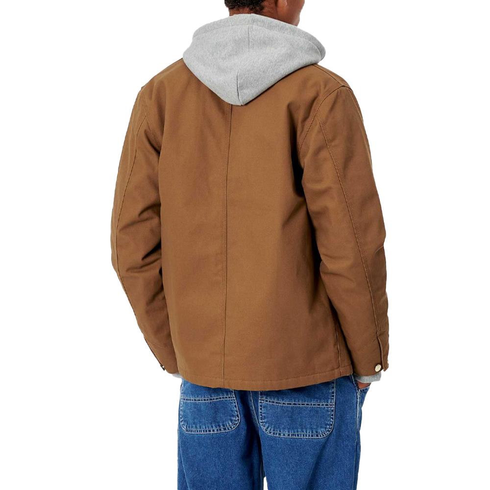 Details for Carhartt WIP Michigan Coat Coklat Jaket Gaya Vintage dengan Logo dan Fleece Lining I028425