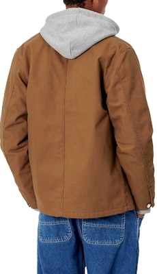 Carhartt WIP Michigan Coat Coklat Jaket Gaya Vintage dengan Logo dan Fleece Lining I028425 Details for Carhartt WIP Michigan Coat Coklat Jaket Gaya Vintage dengan Logo dan Fleece Lining I028425