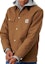 Sizing Carhartt WIP Michigan Coat Coklat Jaket Gaya Vintage dengan Logo dan Fleece Lining I028425
