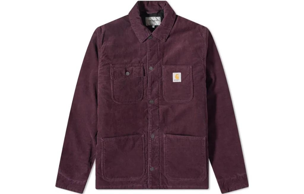 Carhartt WIP Michigan Corduroy Button Jacket Burgundy Classic Design I031209-0W8-02