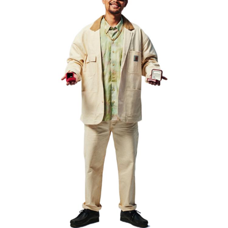 Shop Carhartt WIP Michigan Jaket Warna Blok Santai Single-Breasted Off-White. A221062-05O-XX