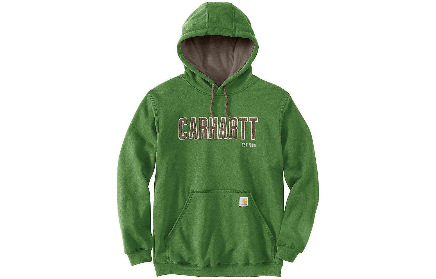 Carhartt WIP Midweight Felt Logo Graphic Hoodie Green Loose Fit Sweatshirt 105494