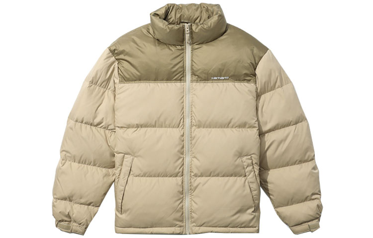 Carhartt WIP Minimalist Embroidered Patchwork Puffer Jacket Beige Unisex. CHXDNA192002D-BGX