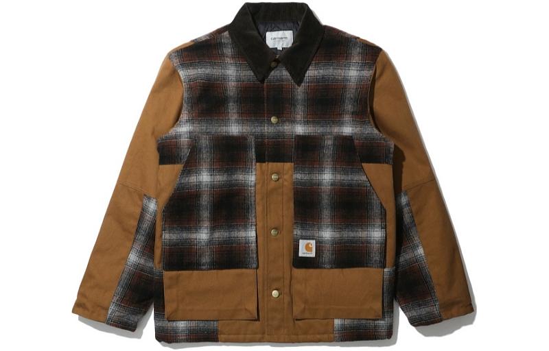 Carhartt WIP Multi-Pocket Plaid Patchwork Jacket Coffee Brown CHXJKI029456H-BWX