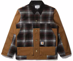 Order Carhartt WIP 多口袋格紋拼接外套 咖啡棕 CHXJKI029456H-BWX