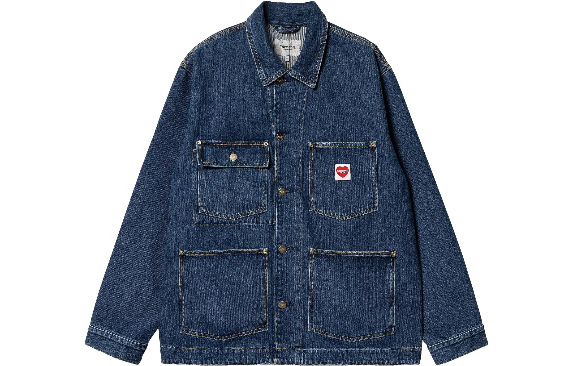 Carhartt WIP Nash Jacket Classic Retro Denim Heart Patch Pocket Unisex Navy Blue I032105-01-06