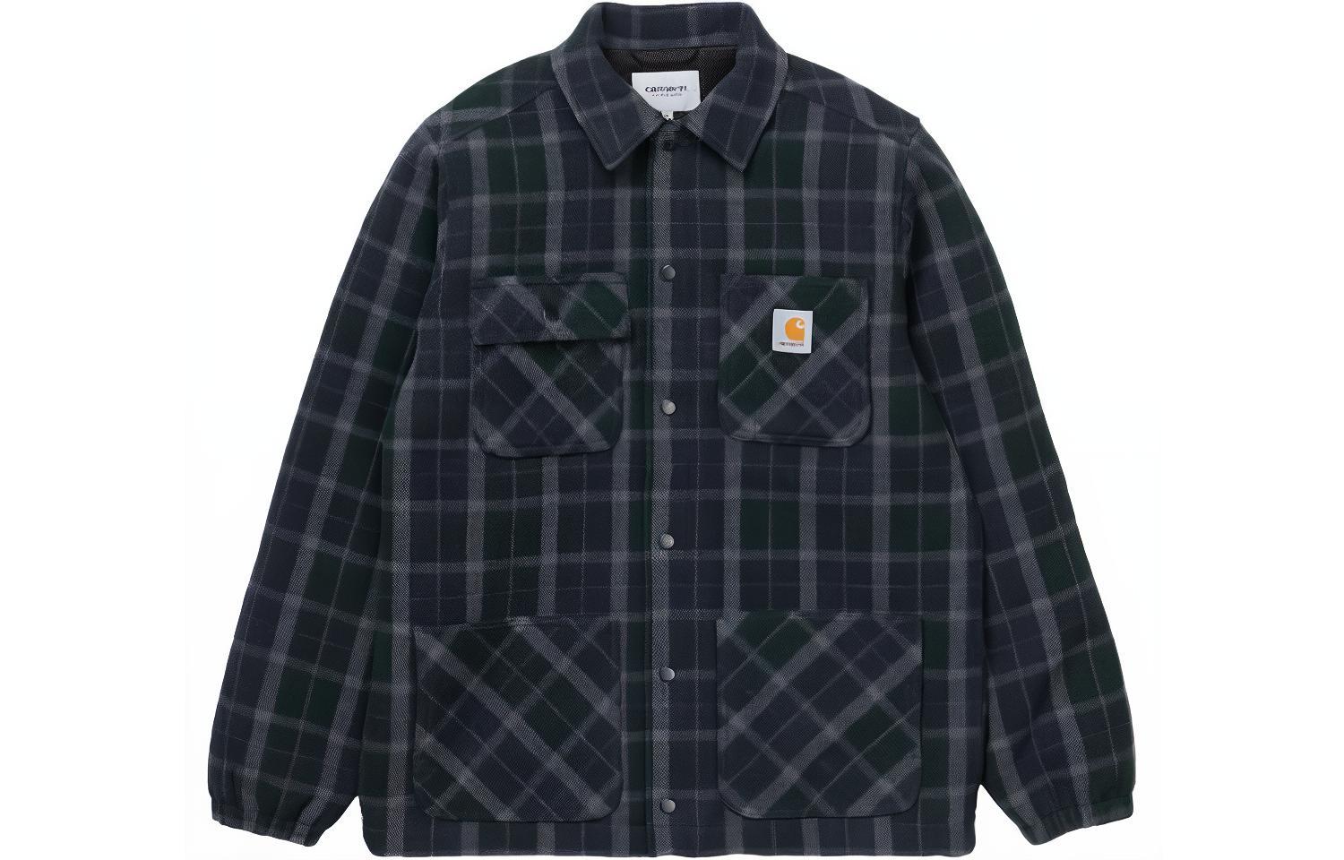 Carhartt WIP Navy Blue Plaid Loose-Fit Jacket Long-Sleeve Overcoat I029478-0GS-XX
