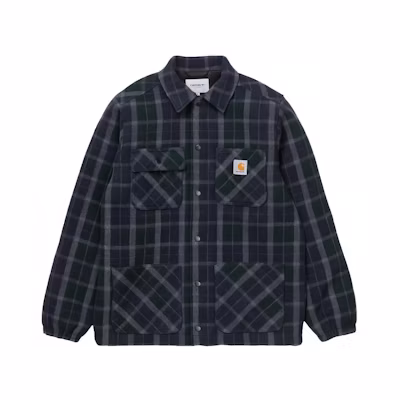 Carhartt WIP Navy Blue Plaid Loose-Fit Jacket Long-Sleeve Overcoat I029478-0GS-XX