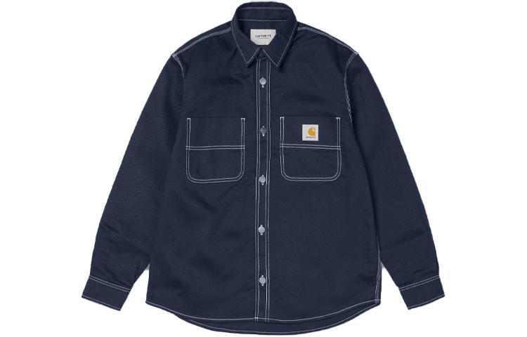 Carhartt WIP Navy Blue Plain Button-Up Long-Sleeve Shirt Jacket I025939-1C-90