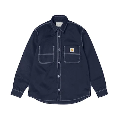 Carhartt WIP Navy Blue Plain Button-Up Long-Sleeve Shirt Jacket I025939-1C-90