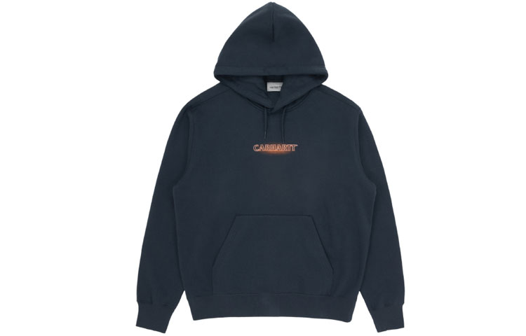 Carhartt WIP Navy Logo Print Fleece Hoodie Winter Collection for Men CHXSWA202014F-NYX