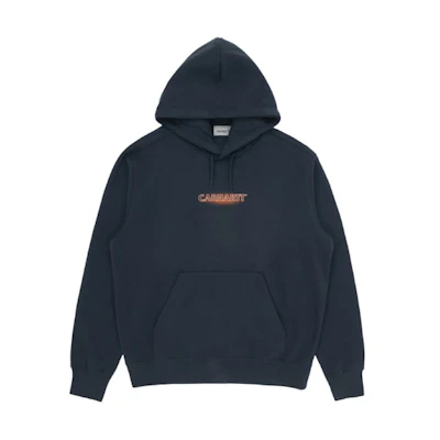 Carhartt WIP Navy Logo Print Fleece Hoodie Winter Collection for Men CHXSWA202014F-NYX