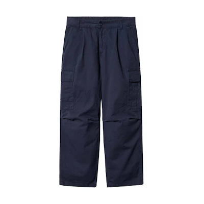 Carhartt WIP Navy Tapered Cargo Pants with Zipper and Logo for Men. I031218-29L-GD