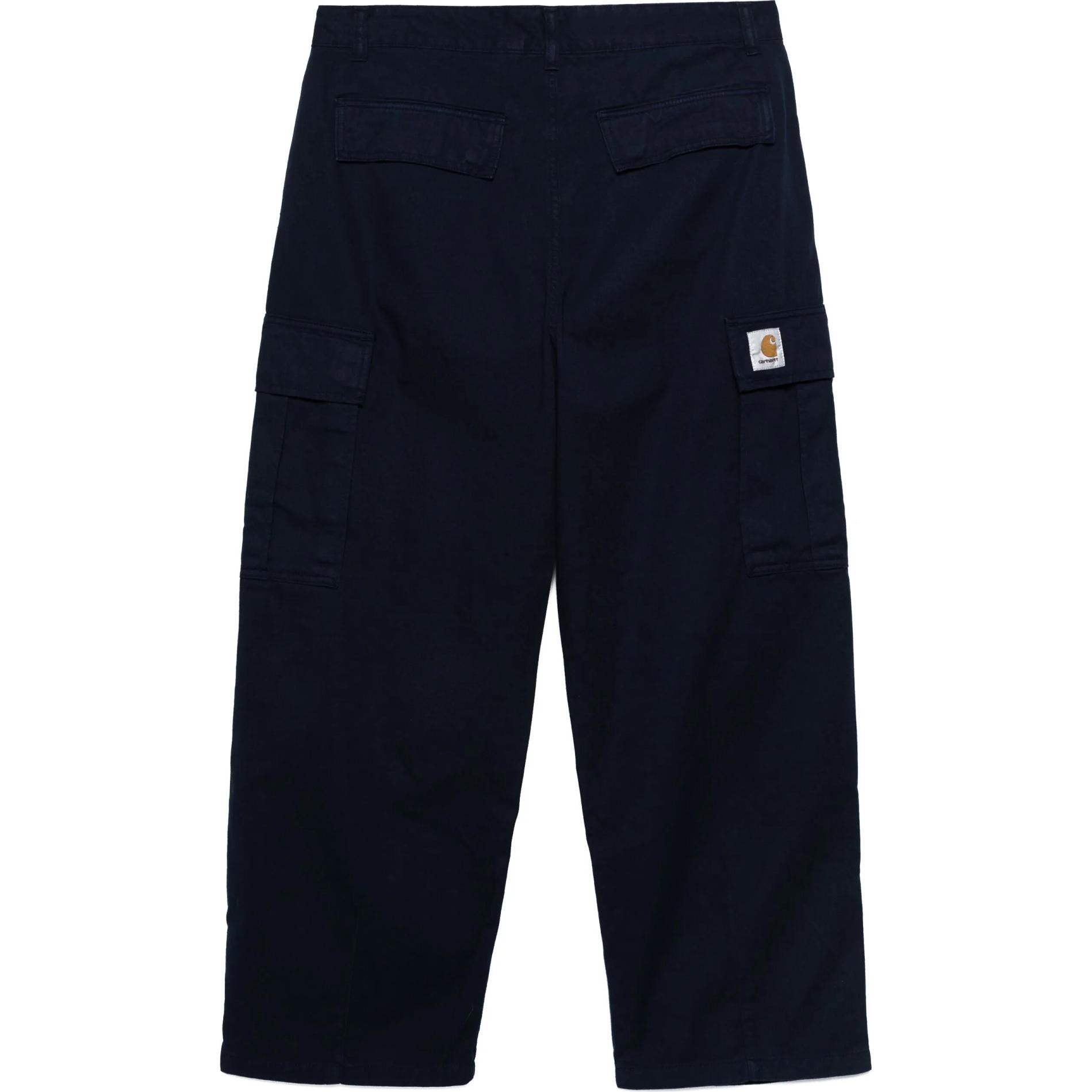 Lookbook Carhartt WIP Navy Cargo Tapered Pants Lelaki dengan Zip dan Logo. I031218-29L-GD