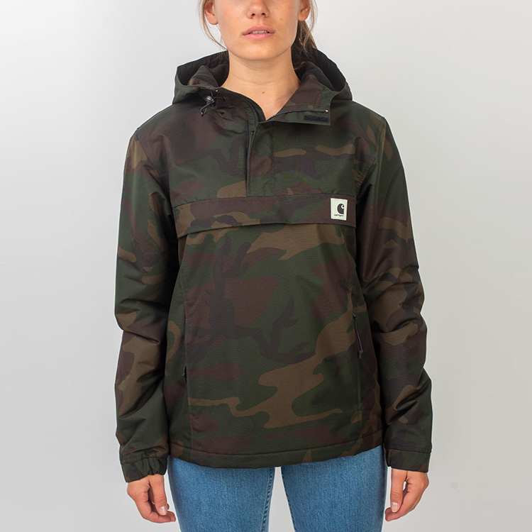 Shop Carhartt WIP Nimbus 半拉鍊迷彩連帽外套 男女款 I027639-05P-00