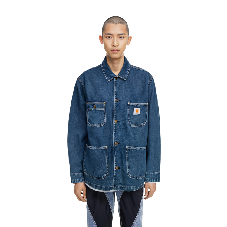 Sizing Carhartt WIP OG Chore Coat Azul Primavera Chaqueta Denim Lavada Manga Larga I031896-01-06