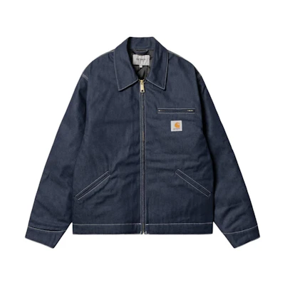 Carhartt WIP OG Detroit Jacket Blue Denim Zip-Up Collar Casual Coat. I033039-01-01