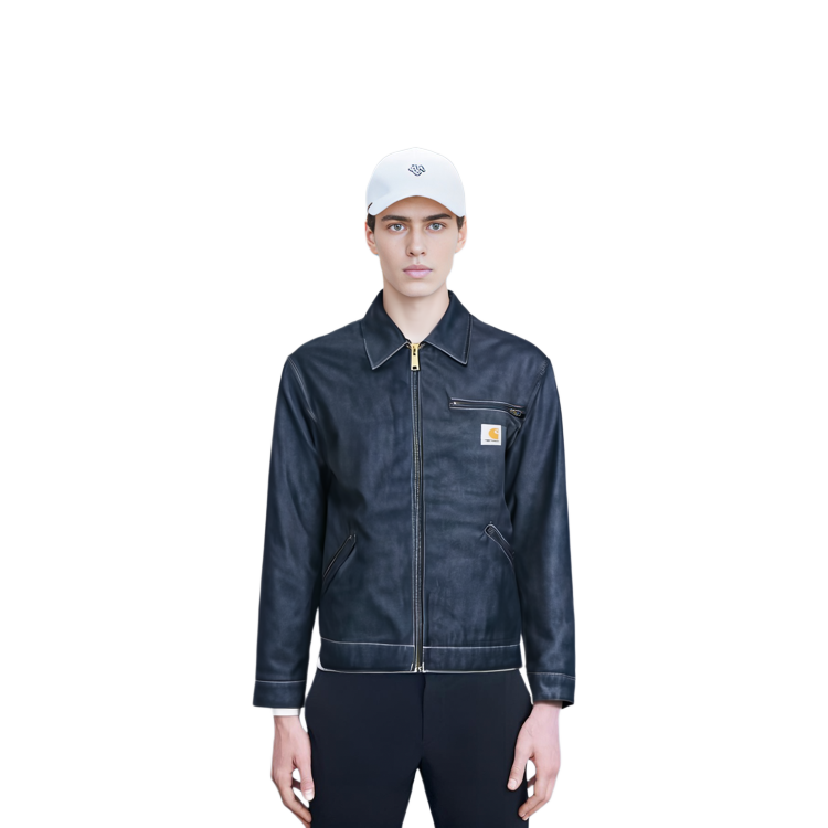 Shop Chaqueta Carhartt WIP OG Detroit Azul Denim con Cremallera y Cuello Casual. I033039-01-01