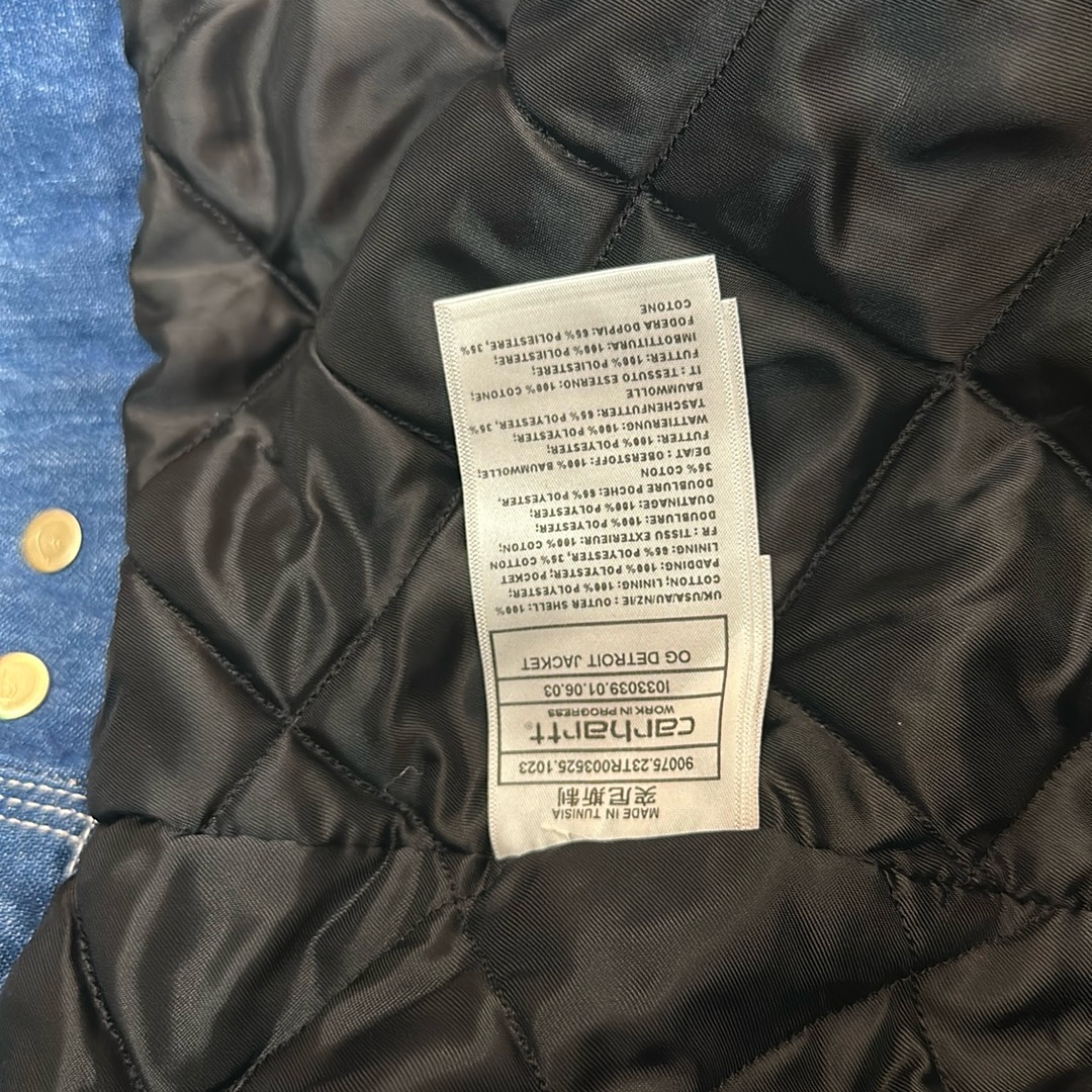 Details for 칼하트 WIP OG 디트로이트 재킷 블루 데님 지퍼 포켓 재킷 I033039-0106