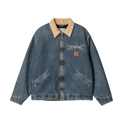Carhartt WIP OG Detroit Jacket Blue Unisex Denim Zip-Up Long Sleeve Outerwear. I034734-2XN-4Q