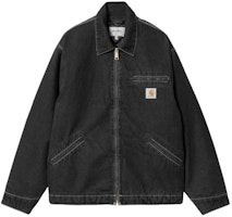 Carhartt WIP OG Detroit Jacket Denim Zip-Up Collar Black Washed Casual Coat. I033039-89-06 Carhartt WIP OG Detroit Jacket Denim Zip-Up Collar Black Washed Casual Coat. I033039-89-06