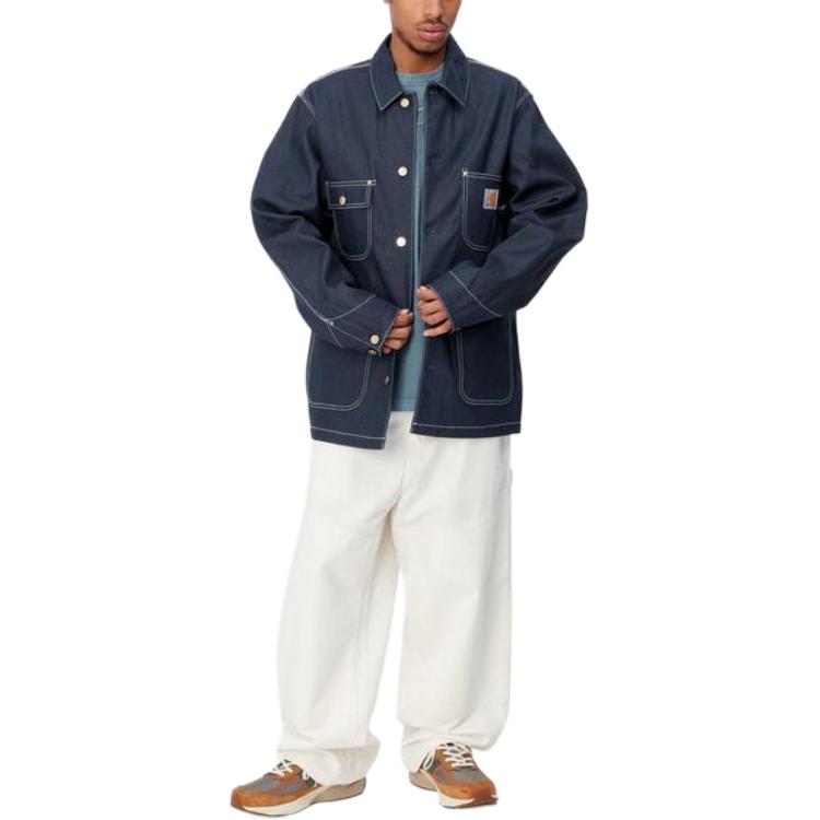Carhartt WIP OG Michigan Chore Coat Blue Denim Jacket Long Sleeve Retro Style I031896-01-01 圖 5