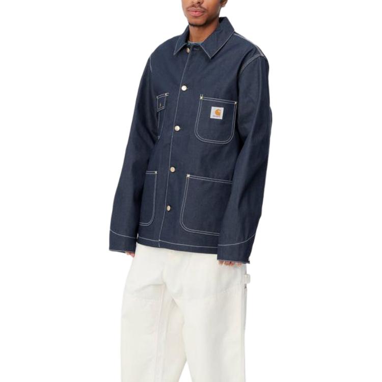 Carhartt WIP OG Michigan Chore Coat Blue Denim Jacket Long Sleeve Retro Style I031896-01-01 圖 6