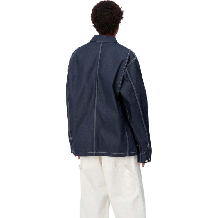 Carhartt WIP OG Michigan Chore Coat Blue Denim Jacket Long Sleeve Retro Style I031896-01-01 圖 7