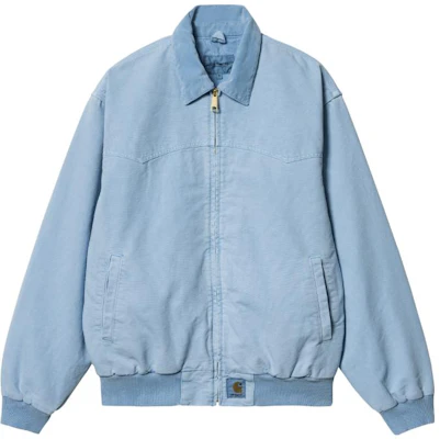Carhartt WIP OG Santa Fe Jacket Blue Unisex Zip-Up Collar Jacket. i030288-1hf-fh Order Carhartt WIP OG Santa Fe Jacket Blue Unisex Zip-Up Collar Jacket. i030288-1hf-fh