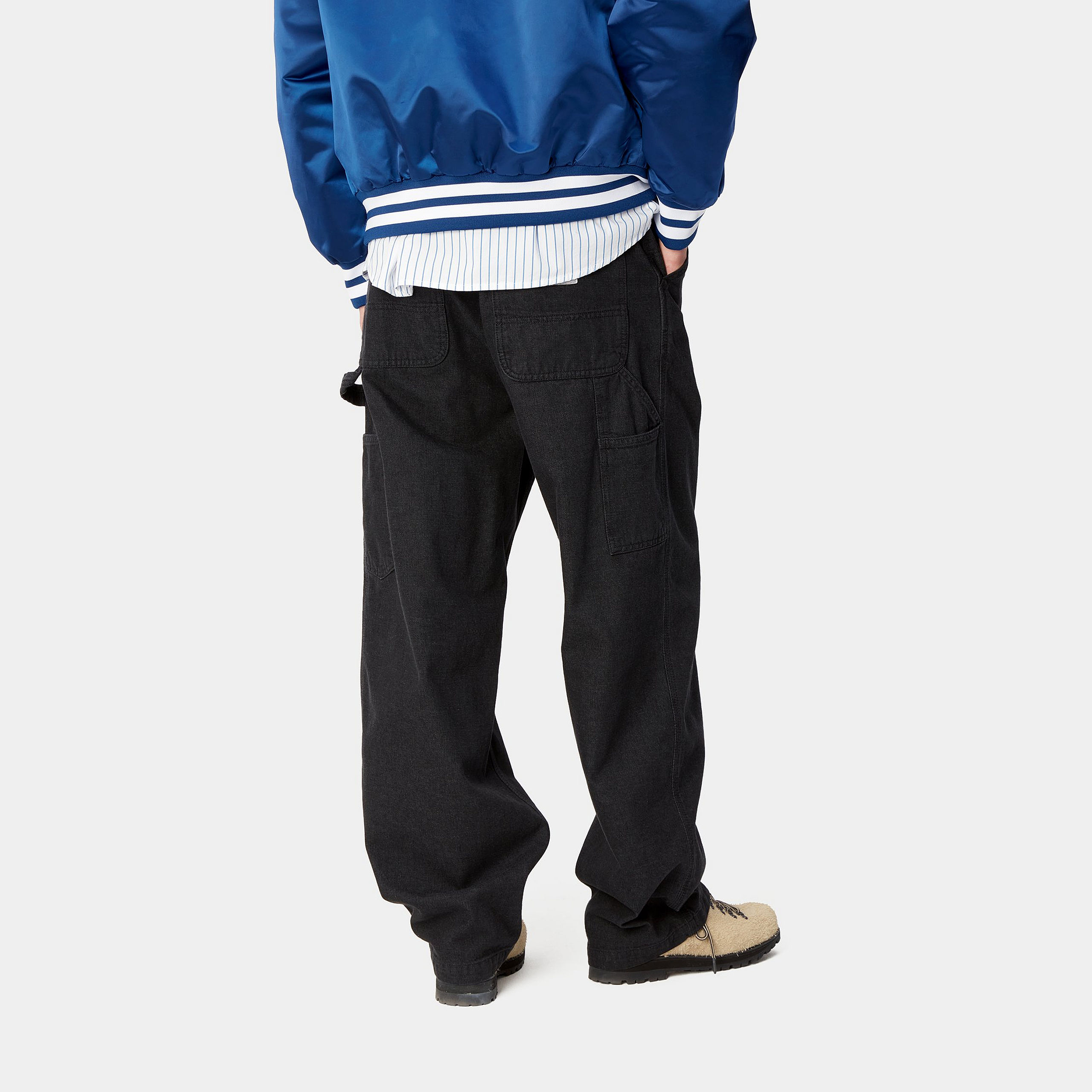 Sizing Carhartt WIP OG Single Knee Pant Hitam Seluar Jeans Potongan Lurus Santai. I033338-89-06