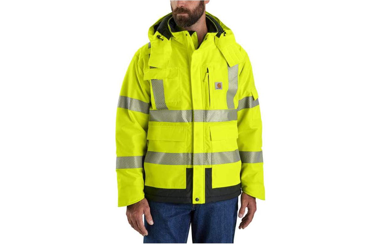 Carhartt WIP OJ0787 Upgraded 4-Level Striped Hooded Jacket Winter Coat 100787