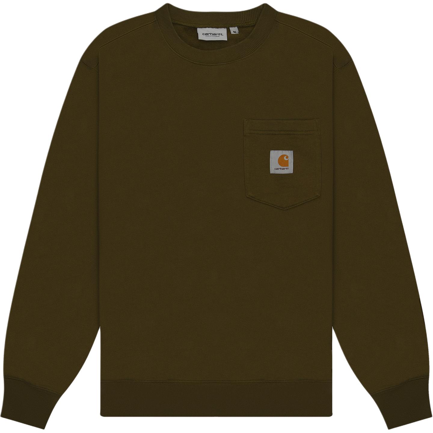 Carhartt WIP Olive Green Crewneck Logo Sweatshirt Long Sleeve I030903-1NP-XX