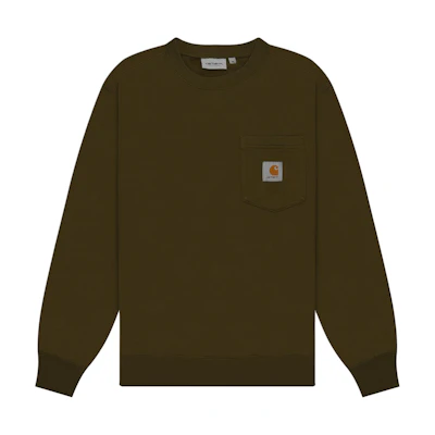 Carhartt WIP Olive Green Crewneck Logo Sweatshirt Long Sleeve I030903-1NP-XX