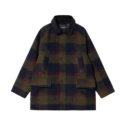 Carhartt WIP Olive Green Plaid Collar Button-Up Long Sleeve Jacket I0322551Q4XX