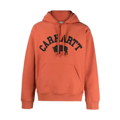 Carhartt WIP Orange Solid Color Embroidered Logo Hoodie I0314091-ER-XX