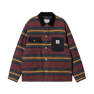 Carhartt WIP Oregon Red Striped Button-Up Jacket Men’s Long Sleeve Outerwear I032254-1PH-XX