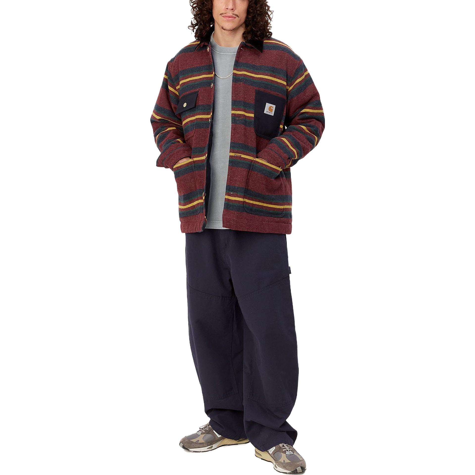 Shop カーハート WIP オレゴン レッド ストライプ ボタンアップ 長袖ジャケット メンズ アウター I032254-1PH-XX