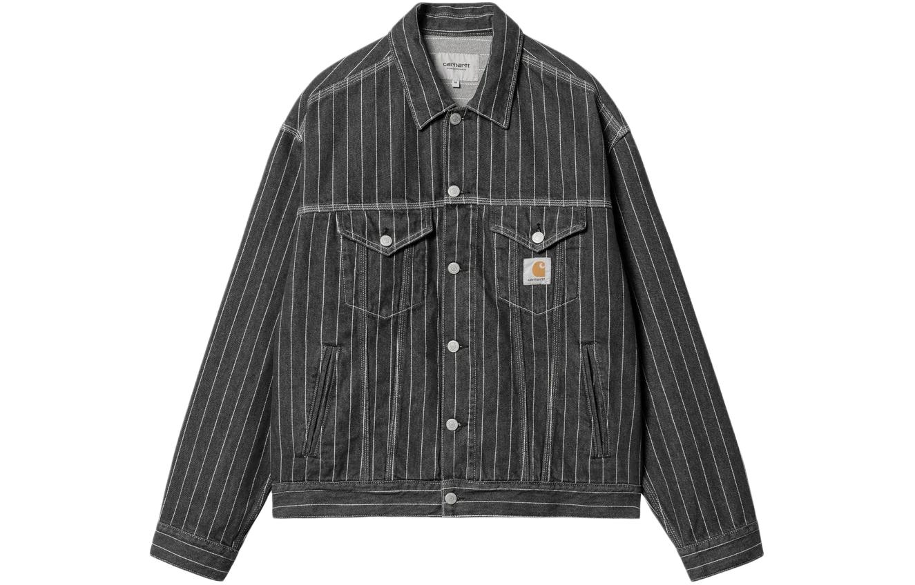 Carhartt WIP Orlean Stripe Jacket Black Striped Button-Up Long Sleeve Jacket I033011-1XX-06