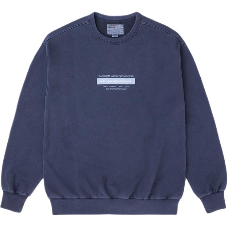 Carhartt WIP Patterned Print Crewneck Sweatshirt Unisex Navy Blue CHXSWF23A015L-NYX