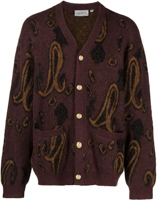 Carhartt WIP Patterned V-Neck Button-Up Knit Sweater Burgundy - . I032351-1UL-XX Order Carhartt WIP Patterned V-Neck Button-Up Knit Sweater Burgundy - . I032351-1UL-XX