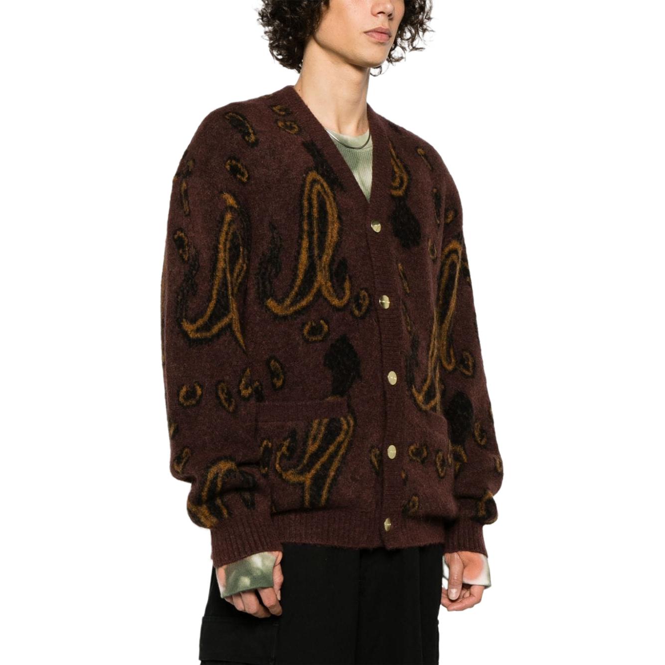 Purchase Carhartt WIP Patterned V-Neck Button-Up Knit Sweater Burgundy - . I032351-1UL-XX