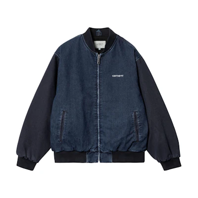 Carhartt WIP Paxon Bomber Oversized Zip Jacket with Logo, Blue. I033273-453-06