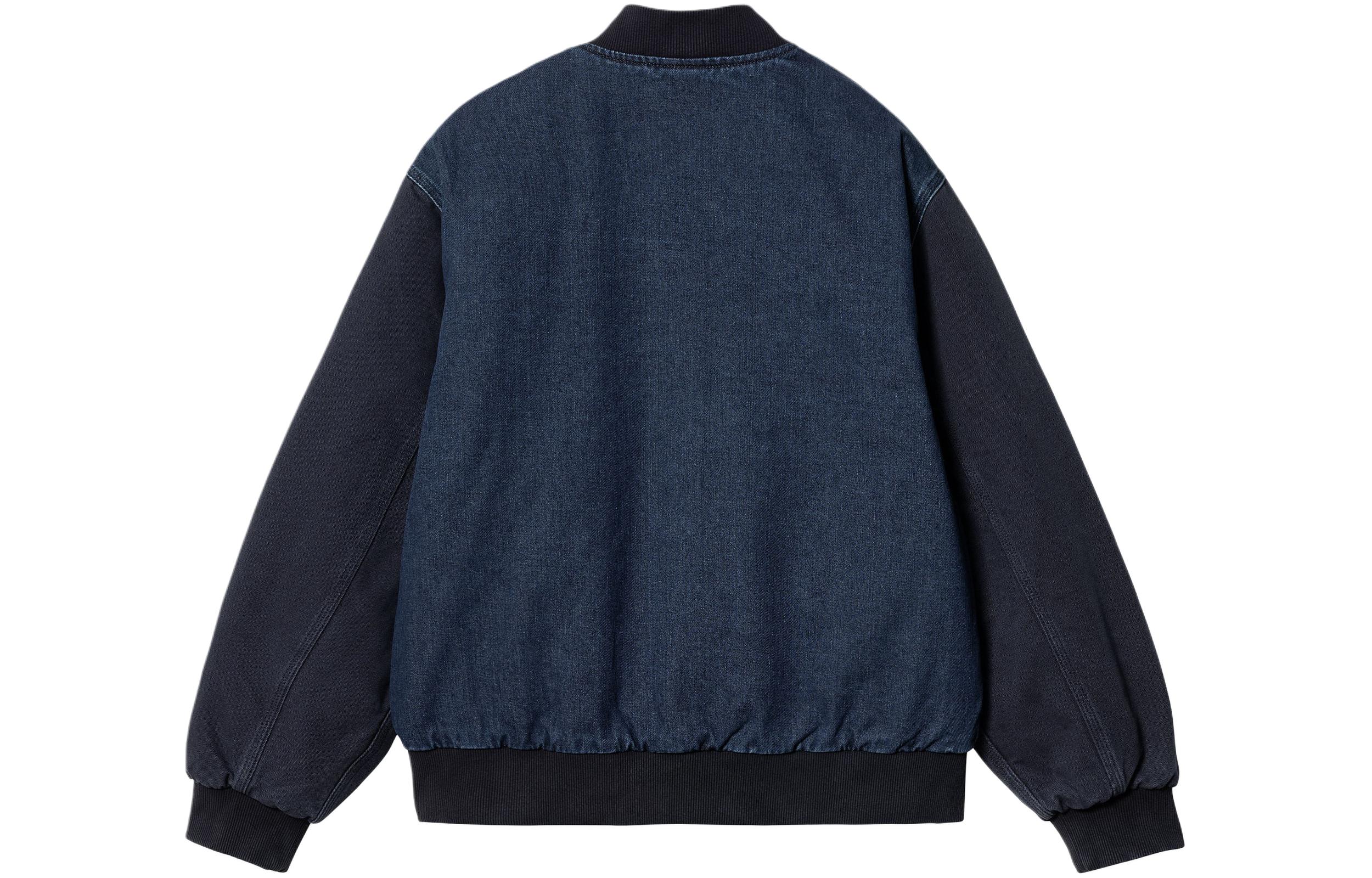 Lookbook Carhartt WIP Paxon Bomber Jaket Oversized Logo Ritsleting, Biru. I033273-453-06