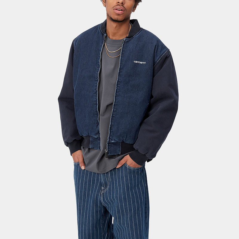 Details for Carhartt WIP Paxon Bomber Jaket Oversized Logo Ritsleting, Biru. I033273-453-06