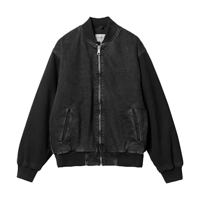 Carhartt WIP Paxon Bomber Black Jacket with Logo Embroidery and Zip Details. I033273-00E-06