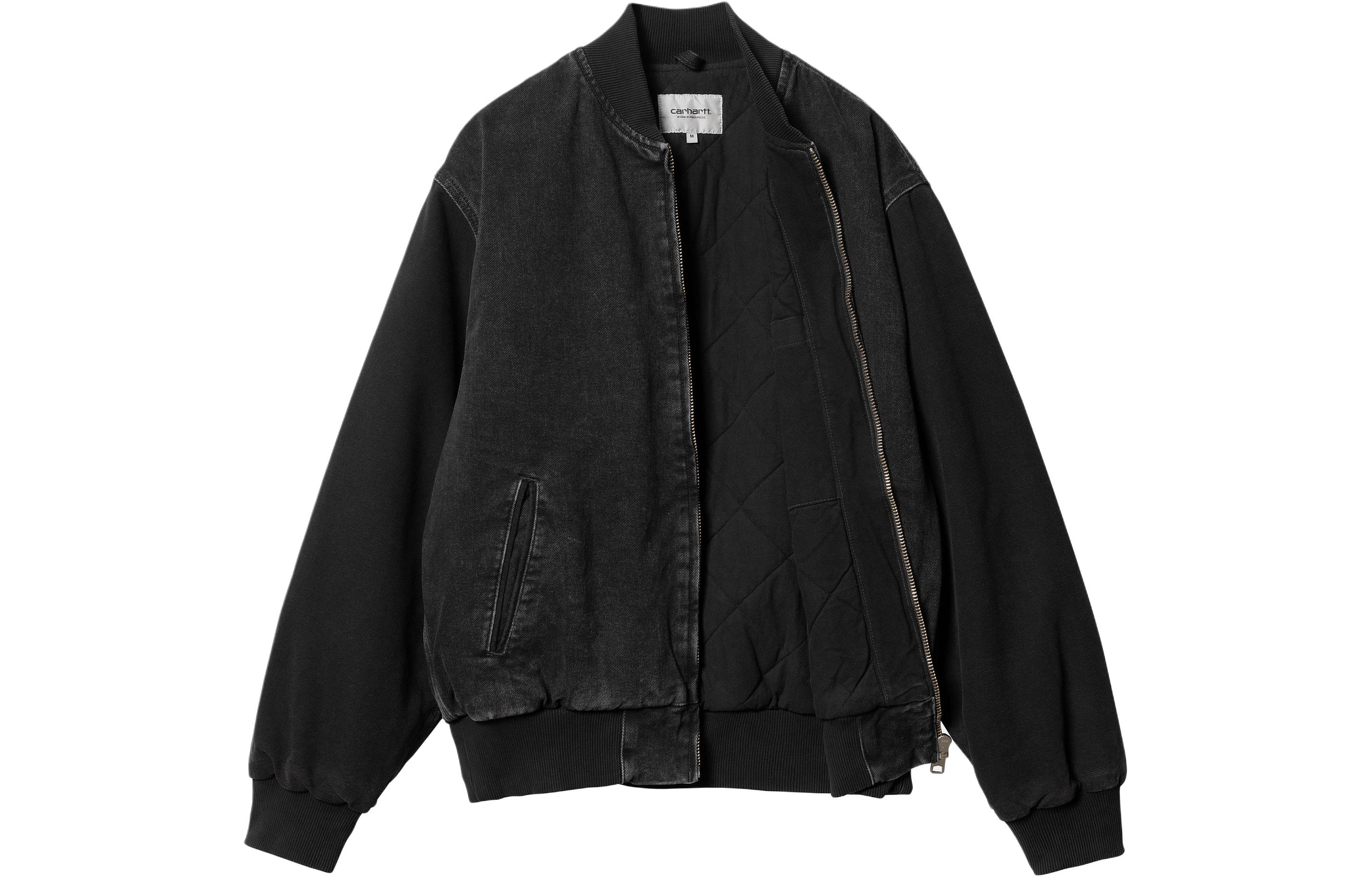 Shop Carhartt WIP Paxon Bomber Hitam Jacket dengan Bordir Logo dan Detail Resleting. I033273-00E-06