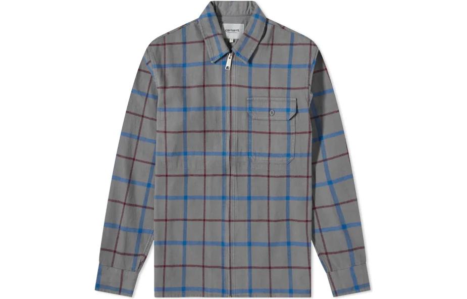 Carhartt WIP Plaid Linen Zip Shirt Jacket Men’s Grey I029475-0KV
